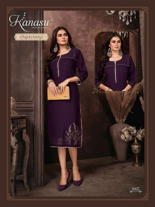 Kanasu Spring Regular Wear Wholesale Embroidery Kurti Collection